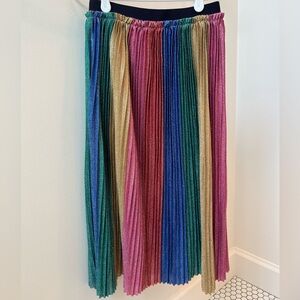 Mini Boden Pleated Rainbow Skirt with Elastic Waist